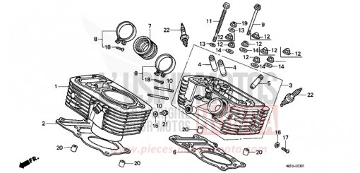 CYLINDRE/CULASSE (ARRIERE) VT600CJ de 1988